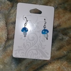 Blue mushroom earrings